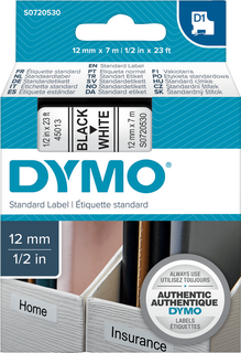 Schriftband DYMO D1 45012, S0720530, 12 mm x 7 m, schwarz...