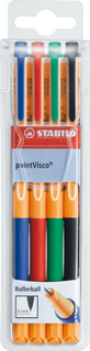 Tintenroller STABILO® pointVisco, 0,5 mm, 4 Stück, farbig...