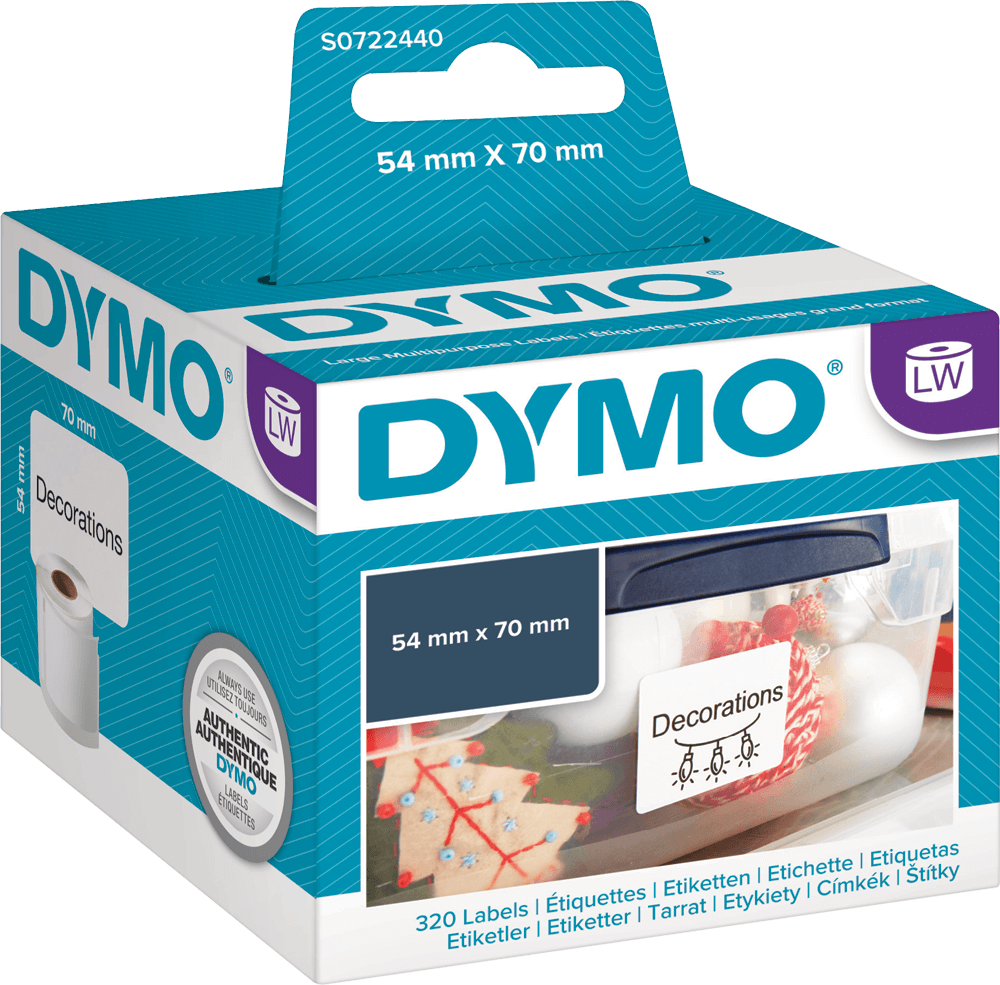 Versandetiketten Dymo S0722440, 70 x 54 mm,, weiß, 320 Stück/Rolle