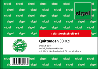 Quittungen Sigel SD021, zzgl. MwSt., DIN A6 quer, 40...