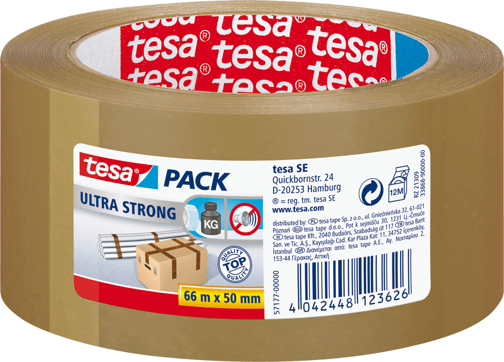 Packband tesa® pack Ultra Strong 57177, 50 mm x 66 m, braun