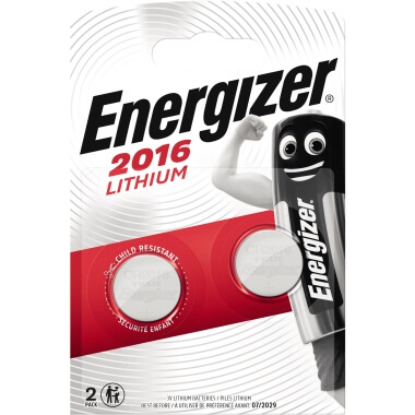 Knopfzelle Energizer® CR2016 Lithium, 3 V, 90 mAh, 2 Stück