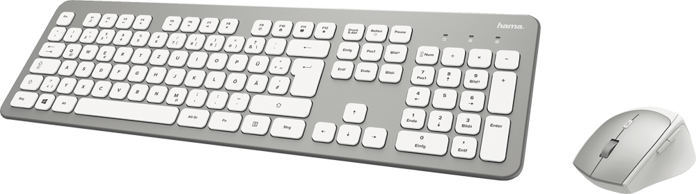 Tastatur-Maus-Set Hama KMW-700 wireless, silber/weiß