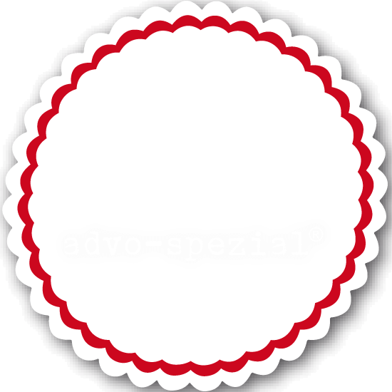 Siegelsterne advo-spezial<sup>&reg;</sup> nassklebend, gummiert, &Oslash; 51 mm, weiß mit roter Randline