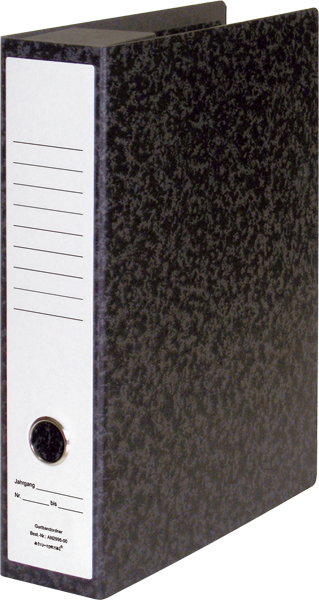 Gurtbandordner für DIN A4, Rücken 70 mm, starke Hartpappe, schwarz marmoriert