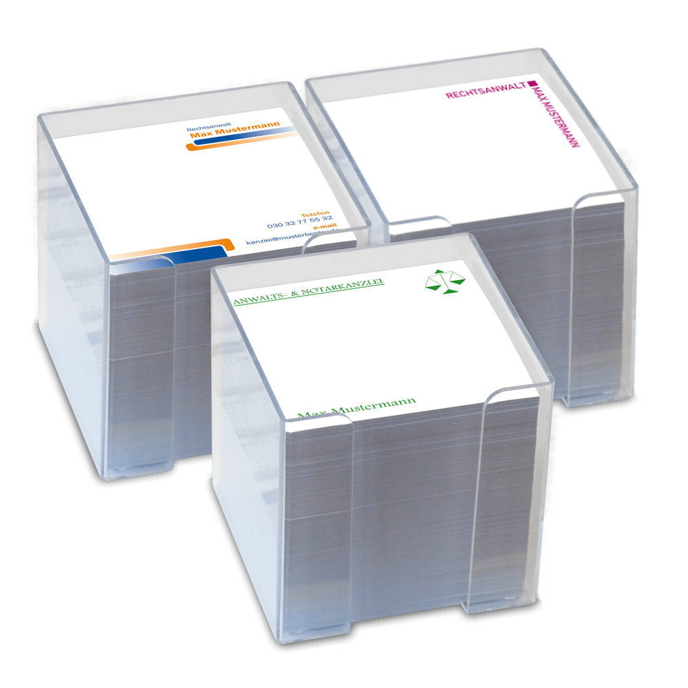 Zettelbox inkl. individueller farbiger Zettel, 90 x 90 mm, 850 Blatt