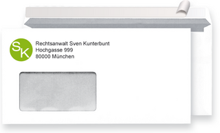 Briefumschlag DIN-lang mit Fenster, haftklebend, weiß,...