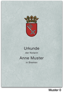 Urkundenumschläge BREMEN mit farbigem Landeswappen, grau
