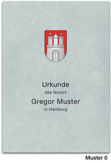 Urkundenumschläge HAMBURG mit farbigem Landeswappen, grau