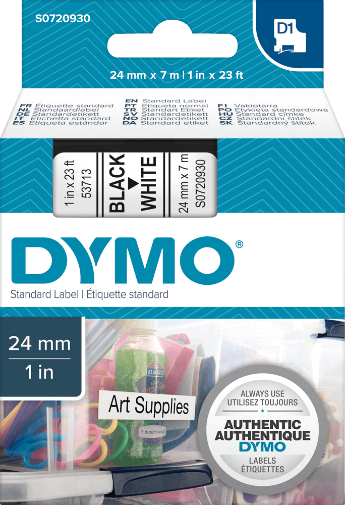Schriftband DYMO D1, S0720930, 24 mm x 7 m, schwarz auf weiß