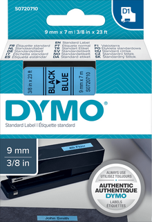 Schriftband DYMO D1 S0720710, 9 mm x 7 m, schwarz auf blau