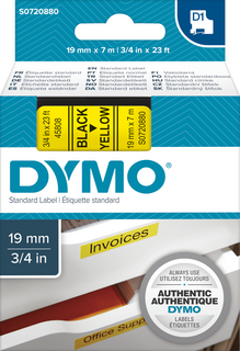 Schriftband DYMO D1 S0720880, 19 mm x 7 m, schwarz auf gelb