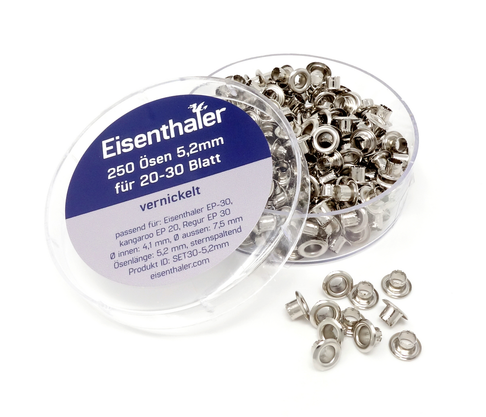 Ösen Eisenthaler 5,2 mm für Ösenpresse EP-30/5, 250 Stück, vernickelt