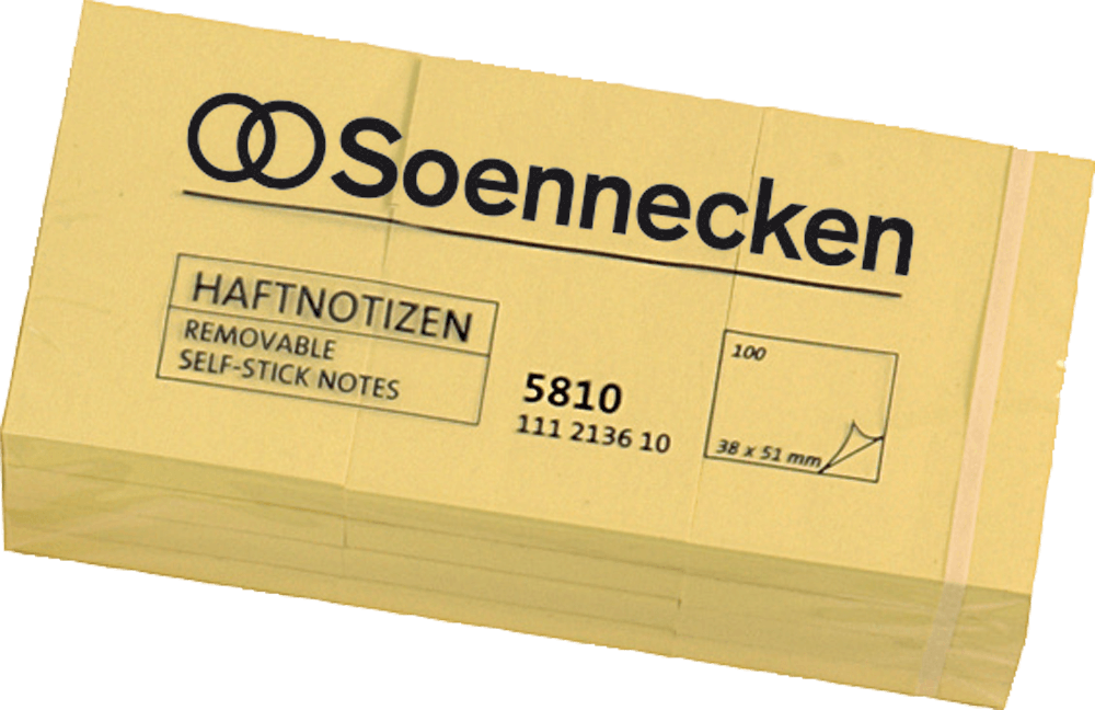 Haftnotizen Soennecken 5810, 40 x 50 mm, 12 Blöcke, gelb 