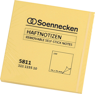 Haftnotizen Soennecken 5811, 75 x 75 mm, 100 Blatt, gelb