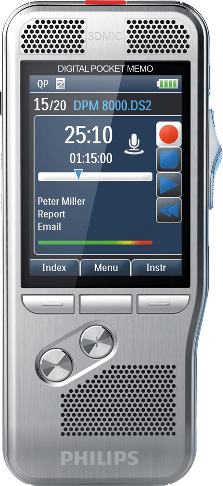 Diktiergerät Philips Digital Pocket Memo DPM8000/02 inkl. Pro Software V11