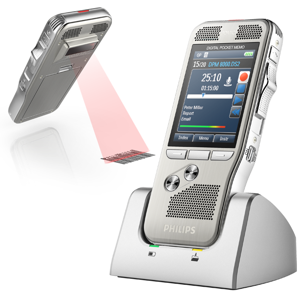 Diktiergerät Philips Digital Pocket Memo DPM 8500/00 mit Barcodescanner