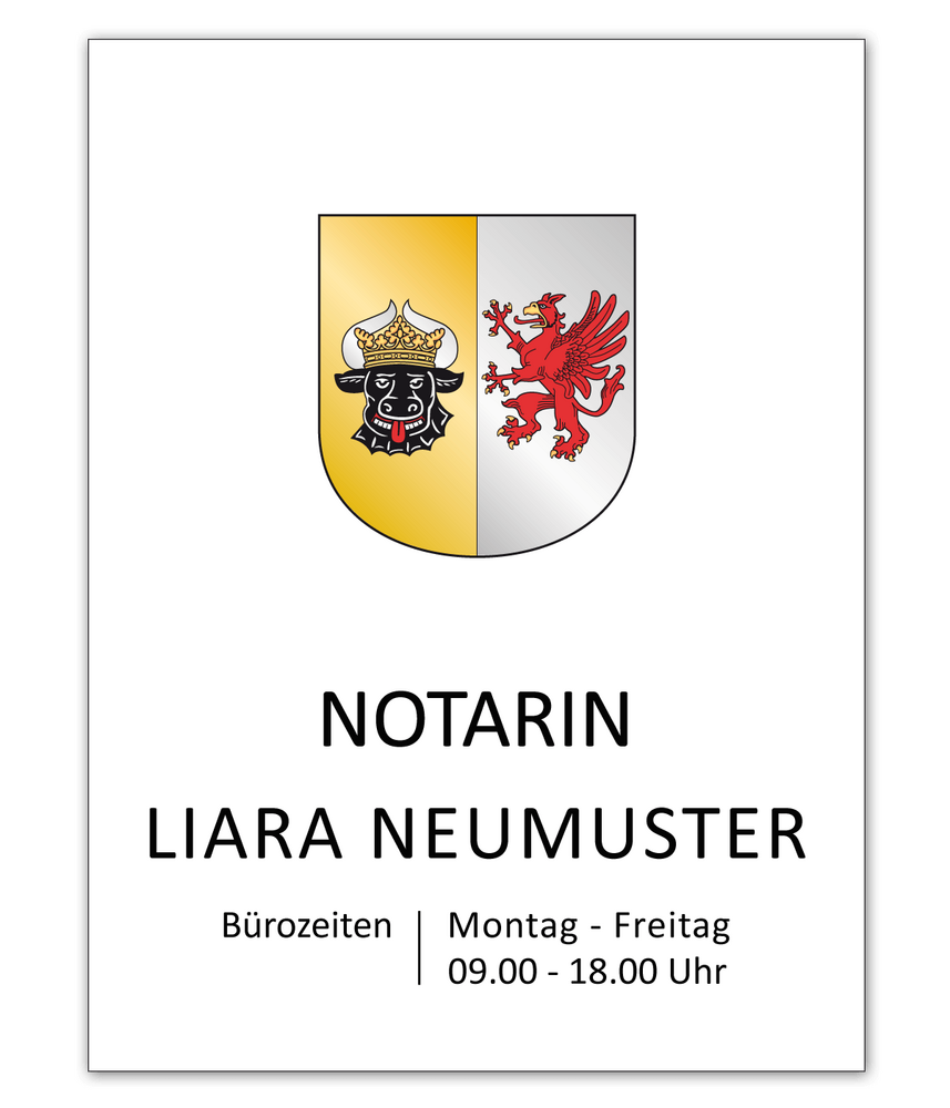 Notarschild 300 x 400 mm, Alu Dibond® weiß, Mecklenburg-Vorpommern