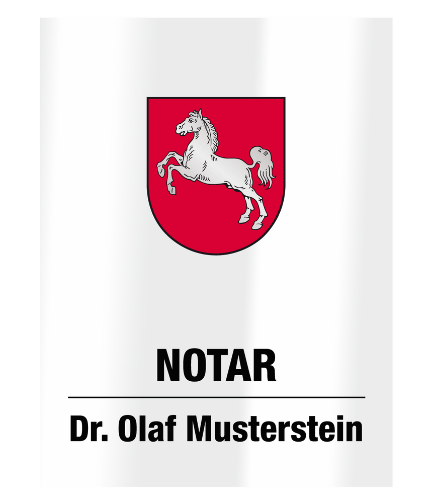 Notarschild 300 x 400 mm, Plexiglas® XT glasklar, Niedersachsen