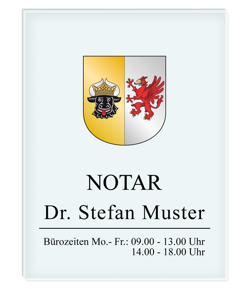 Notarschild 300 x 400 mm, Plexiglas® GS transparent, satiniert, Mecklenburg-Vorpommern